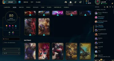 Conta League of Legends level 167 com inúmeras skins