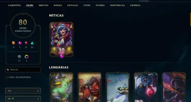 Conta League of Legends level 167 com inúmeras skins