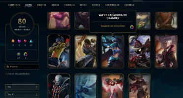 Conta League of Legends level 167 com inúmeras skins