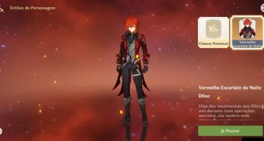 Conta genshin com Skin do Diluc+6 personagens T5