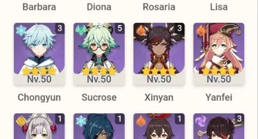 Conta genshin com Skin do Diluc+6 personagens T5