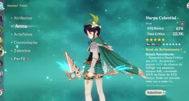 Conta Genshin com 9 personagens 5 estrelas