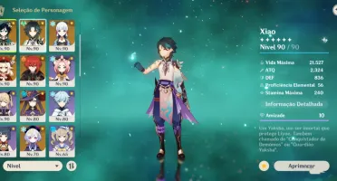 Conta Genshin com 9 personagens 5 estrelas
