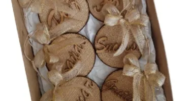 Bolas de Natal Rústica com mensagem (caixa com 6 unidades)
