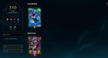 Conta LoL com 300 skins e 100k de EA