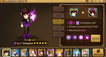 Reroll Summoners War lvl10 com Vampire Dark - Cadiz