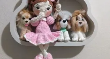 Porta Maternidade Boneca e 3 Cachorrinhos