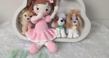 Porta Maternidade Boneca e 3 Cachorrinhos