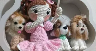 Porta Maternidade Boneca e 3 Cachorrinhos