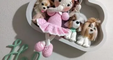 Porta Maternidade Boneca e 3 Cachorrinhos