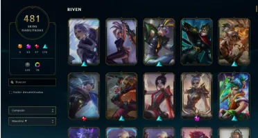 Conta Mestre - Todos os campeões, 481 Skins (skins raras)