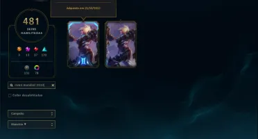 Conta Mestre - Todos os campeões, 481 Skins (skins raras)