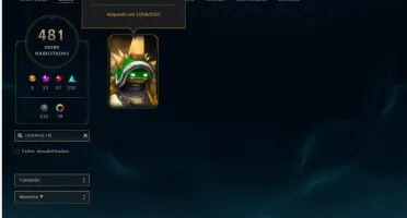 Conta Mestre - Todos os campeões, 481 Skins (skins raras)