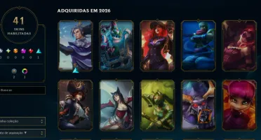 prata, 6 Skins, Upada na Mão, 10K Ea, Ouro Flex, Lol Lvl 36