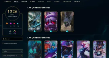 Conta LOL Plat II/ LV 623 / 1265 Skins / Nunca banida