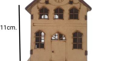 Mini Casinha MDF, sobrado com relogio 11x08 - mod 03