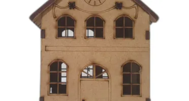 Mini Casinha MDF, sobrado com relogio 11x08 - mod 03