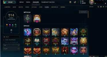 Conta LOL PLAT 2 Com 202 skins + cromas,sentinelas e +
