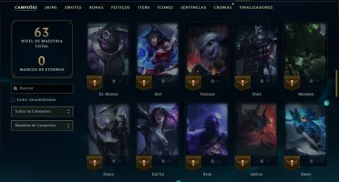 Ouro 4 com 75 Champs e 5 Skins