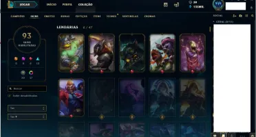 Conta League of Legends Gold 2,Todos os Campeões,93 skins
