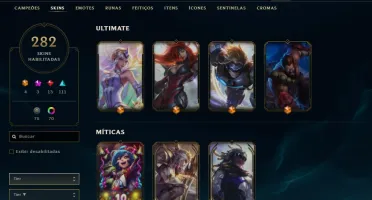 CONTA LEAGUE OF LEGENDS 12 ANOS - 282 SKINS - TODOS CAMPEÕES