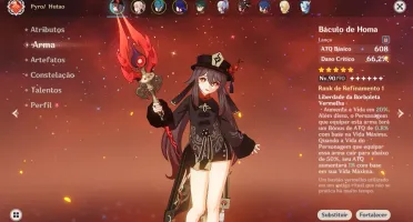 CONTA GENSHIN HUTAO COM HOMA AR56 7 ARMAS 5* BAAL E +