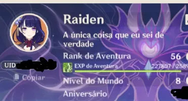 CONTA GENSHIN HUTAO COM HOMA AR56 7 ARMAS 5* BAAL E +