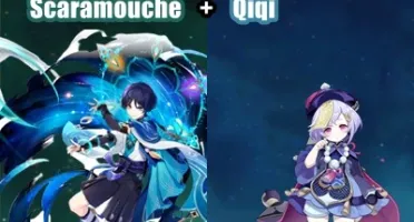 Contas Genshin Impact AR 5 com Scaramouche e Qiqi
