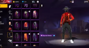 Conta Free Fire com várias roupas e itens