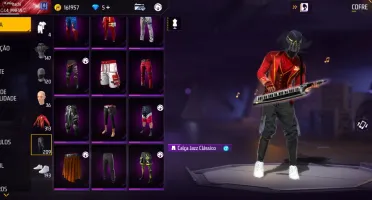 Conta Free Fire com várias roupas e itens