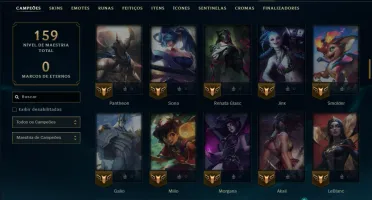 Mestre com 110 Champs e 11 Skins ( 187 PDL )