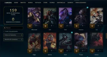 Mestre com 110 Champs e 11 Skins ( 187 PDL )
