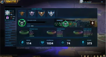 Conta de Smite de 1034 skins nivel 158 todos os deuses