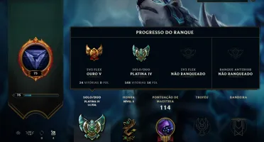 Conta League Of Legends Platina4 ,43 champions/8 skins 12baú
