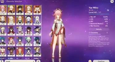 Conta Genshin / 9 personagens 5 estrelas / Yae Miko Kazuha