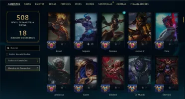 Mestre com TODOS os Champs e 64 Skins ( 208 PDL )