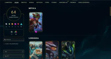 Mestre com TODOS os Champs e 64 Skins ( 208 PDL )