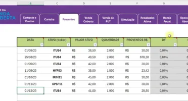 Planilha de controle de investimentos (Ações e FII's