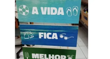 Placas MDF A Vida Fica Melhor na Piscina - 4 Peças