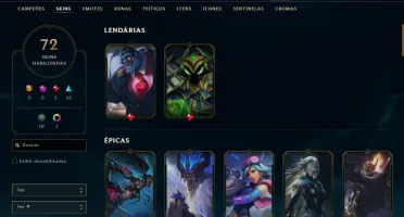 CONTA LOL - LVL 109 - 135 Champions - 72 Skins - FULL ACESSO