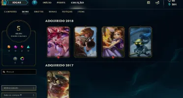 Conta lol platina 5, com 5 skins