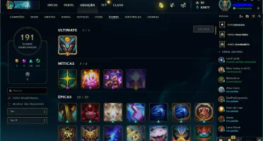 Conta no LOL lvl170 todos os champs! Mais de 140 skins