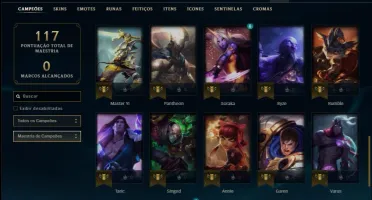 Conta bronze 1 com 44 champs e 14 skins