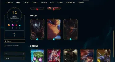 Conta bronze 1 com 44 champs e 14 skins