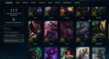 Conta bronze 1 com 44 champs e 14 skins