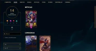 Conta bronze 1 com 44 champs e 14 skins