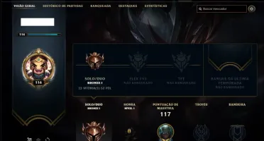 Conta bronze 1 com 44 champs e 14 skins
