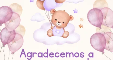 50 Adesivos Ursinho Lilás para Chá de Bebê