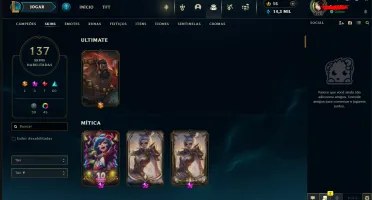 Conta main unico dono lvl 772 136 skins