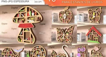 São 10 pacotes com artes para corte (CNC, Silloute etc)
